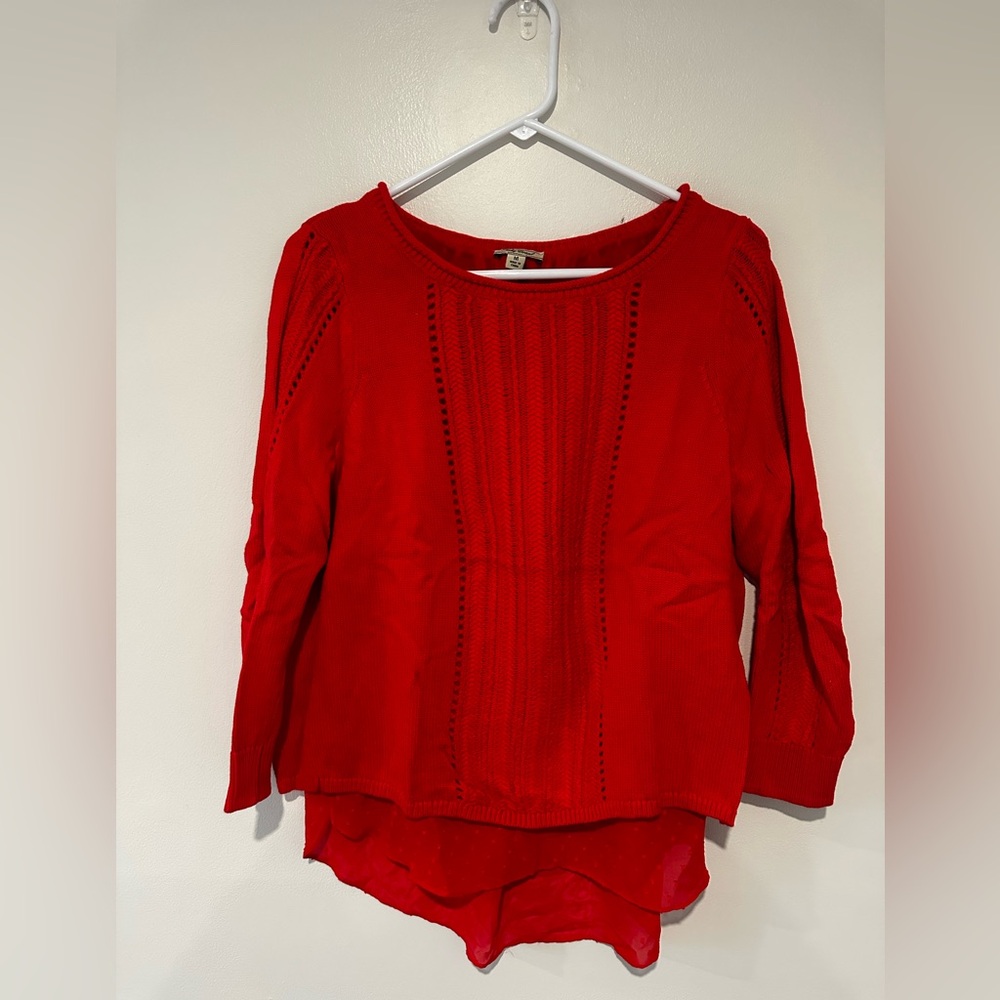 Lucky Brand Vibrant Red Women's Sweater with Beautiful Detail